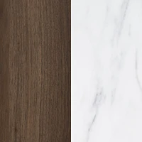 Table de Nuit 2 Tiroirs - Hype Noyer naturel et Marbre carrara