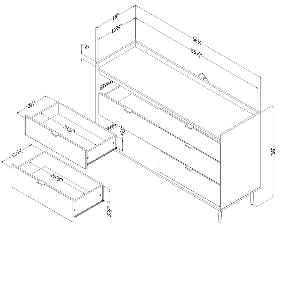 Commode Double 6 Tiroirs - Hype Chêne Hivernal