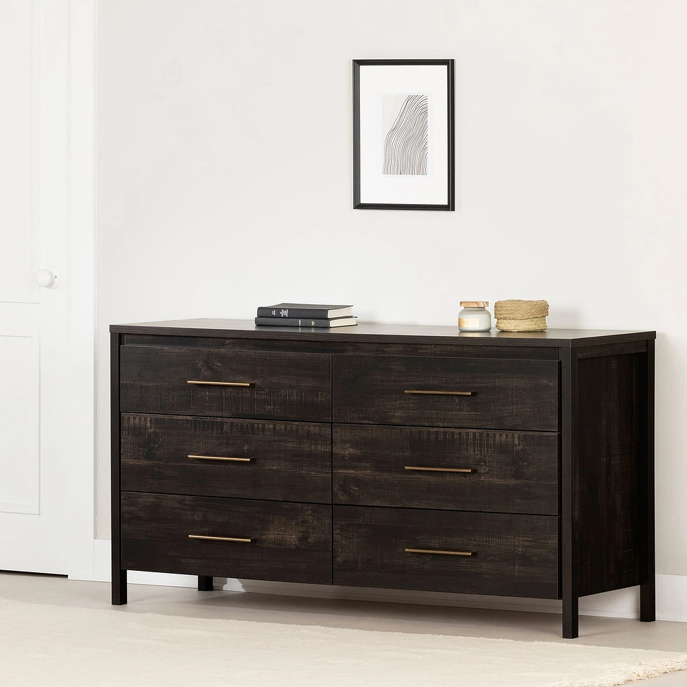 Commode Double 6 Tiroirs - Gravity Noir Antiqué