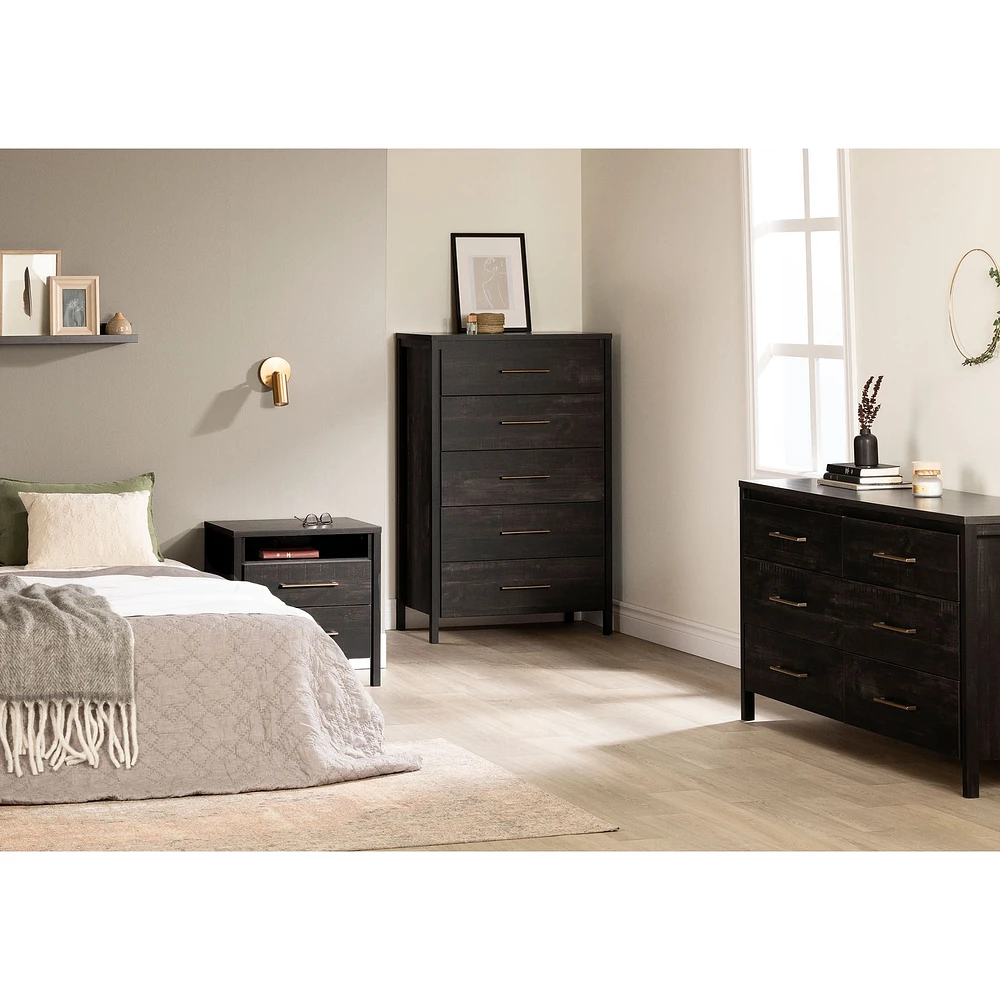Commode Double 6 Tiroirs - Gravity Noir Antiqué