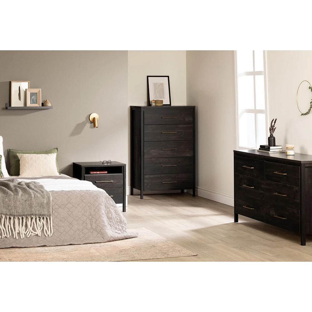 Commode 5 Tiroirs - Gravity Noir Antiqué
