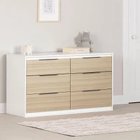 Commode double 6 tiroirs - Hourra Orme naturel et Blanc