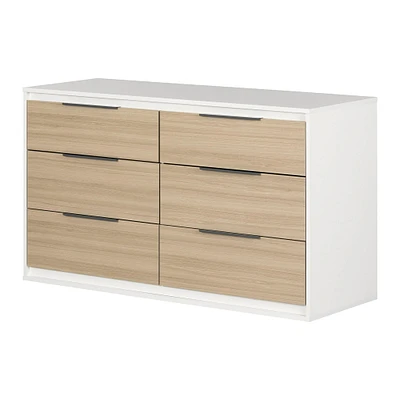 Commode double 6 tiroirs - Hourra Orme naturel et Blanc