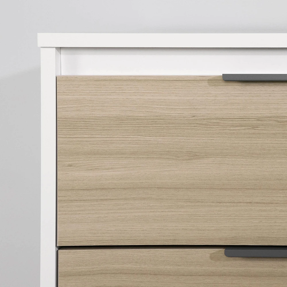 Commode double 6 tiroirs - Hourra Orme naturel et Blanc