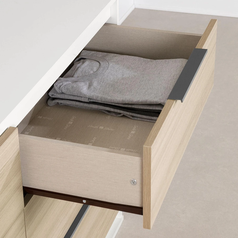 Commode double 6 tiroirs - Hourra Orme naturel et Blanc