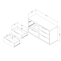 Commode double 6 tiroirs - Hourra Orme naturel et Blanc