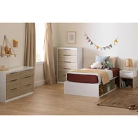 Commode double 6 tiroirs - Hourra Orme naturel et Blanc