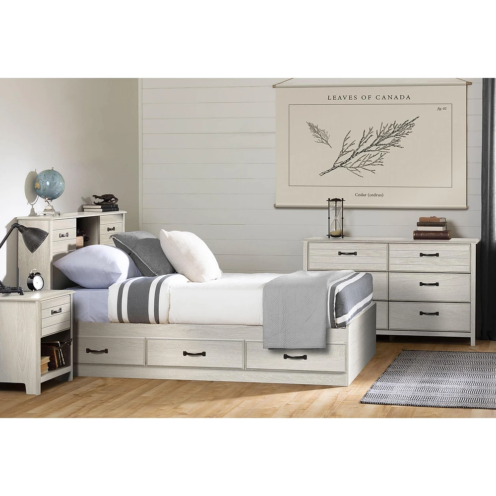 Double Bookcase Headboard - Ulysses Winter Oak