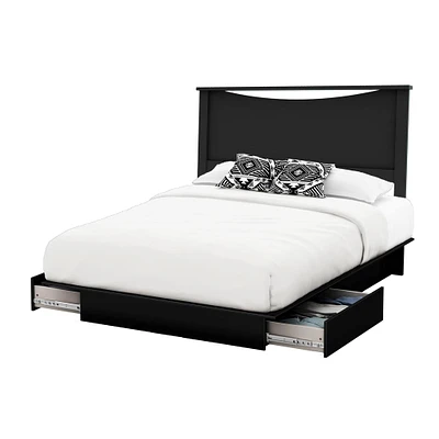 Double / Queen Bed and Headboard Set - Step One Pure Black