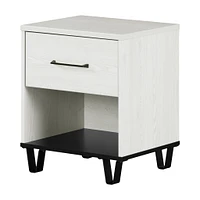 Table de chevet 1 tiroir - Arlen Pin blanc et Noir mat