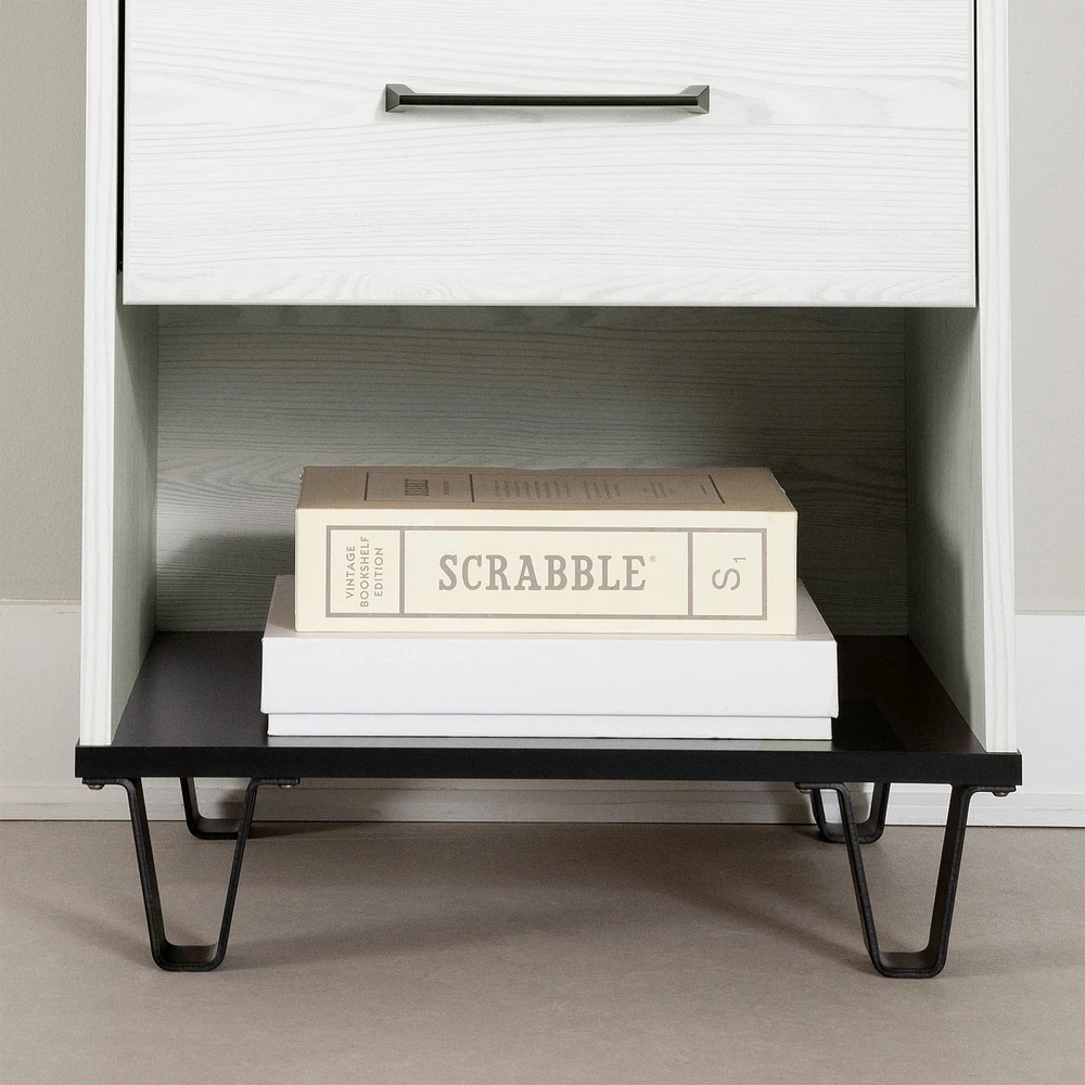 Table de chevet 1 tiroir - Arlen Pin blanc et Noir mat