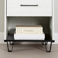 Table de chevet 1 tiroir - Arlen Pin blanc et Noir mat