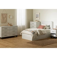 Table de chevet 1 tiroir - Arlen Pin blanc et Noir mat