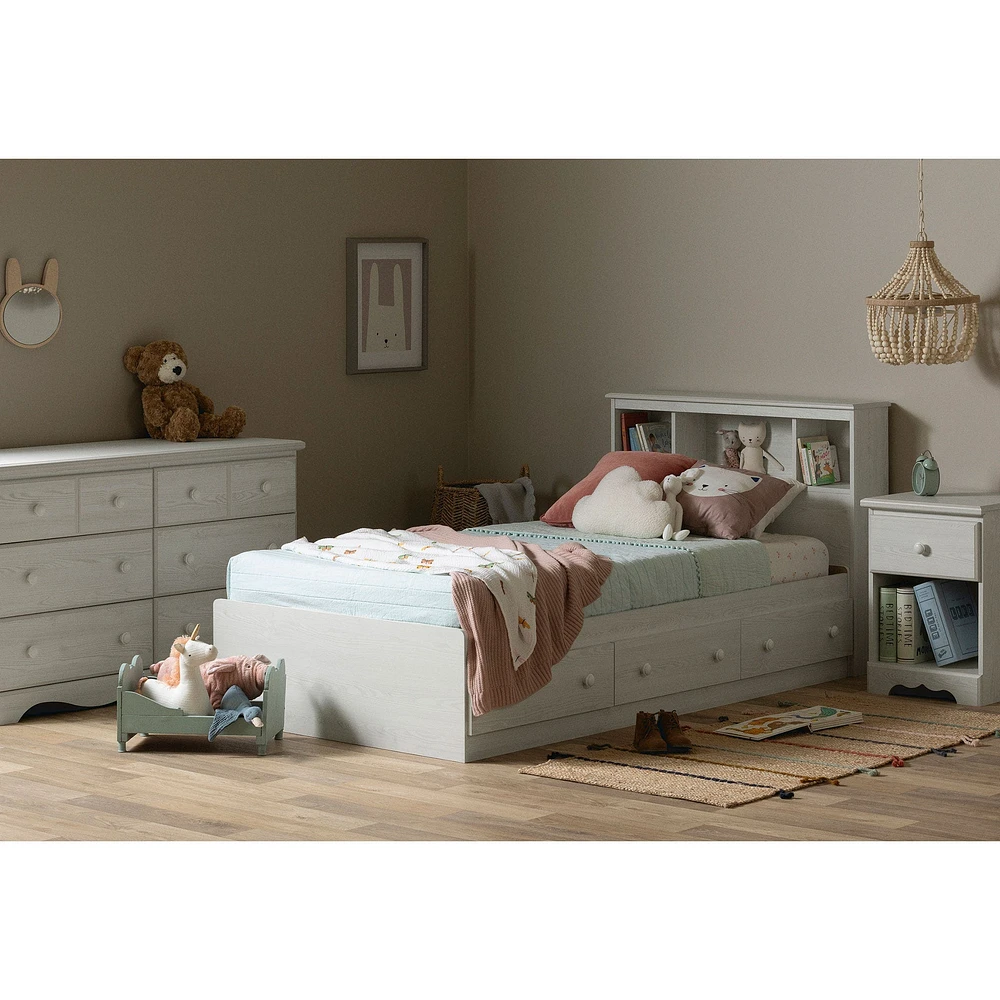Bookcase headboard - Summer Breeze White Pine