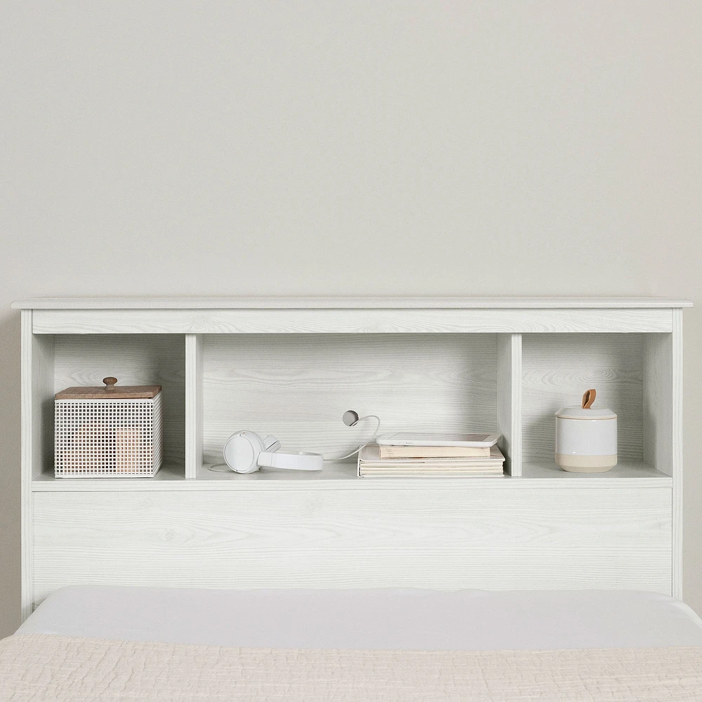 Bookcase headboard - Summer Breeze White Pine