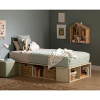 Twin Storage Bed with Baskets - Avilla Bleached Oak