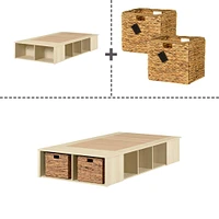 Twin Storage Bed with Baskets - Avilla Bleached Oak