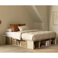 Double Storage Bed with Baskets - Avilla Bleached Oak
