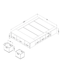 Double Storage Bed with Baskets - Avilla Bleached Oak