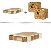 Double Storage Bed with Baskets - Avilla Bleached Oak