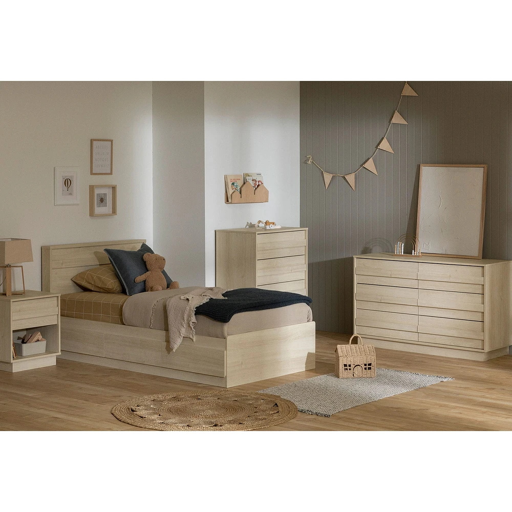 3-Drawer Mates Bed - August Bleached Oak