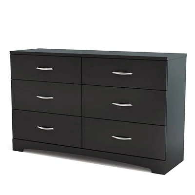 Commode Double 6 Tiroirs Step One - Noir Solide