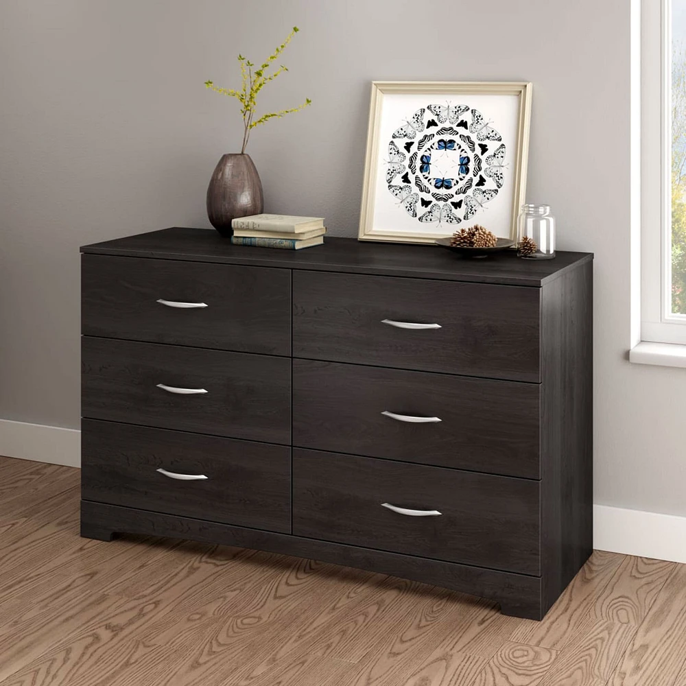 Commode Double 6 Tiroirs Step One - Chêne Gris