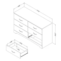 Commode Double 6 Tiroirs Step One - Chêne Gris