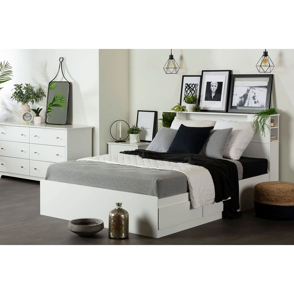 Vito Double Bookcase Headboard - Pure White