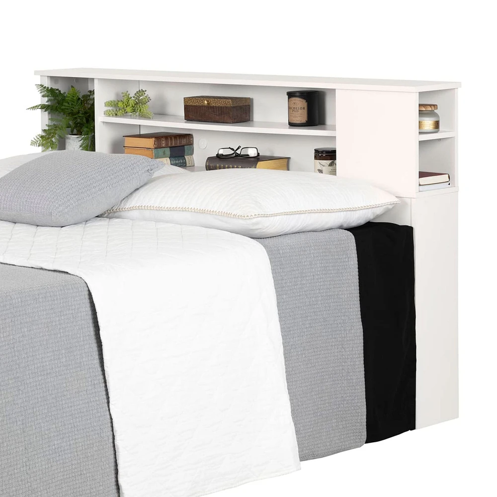 Vito Double Bookcase Headboard - Pure White