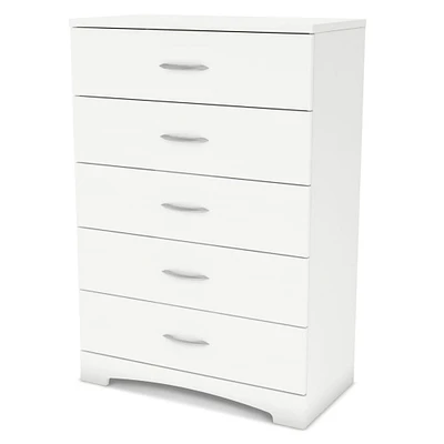 Commode 5 Tiroirs Step One - Blanc Solide