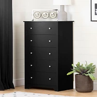 Commode 5 Tiroirs Vito - Noir Solide