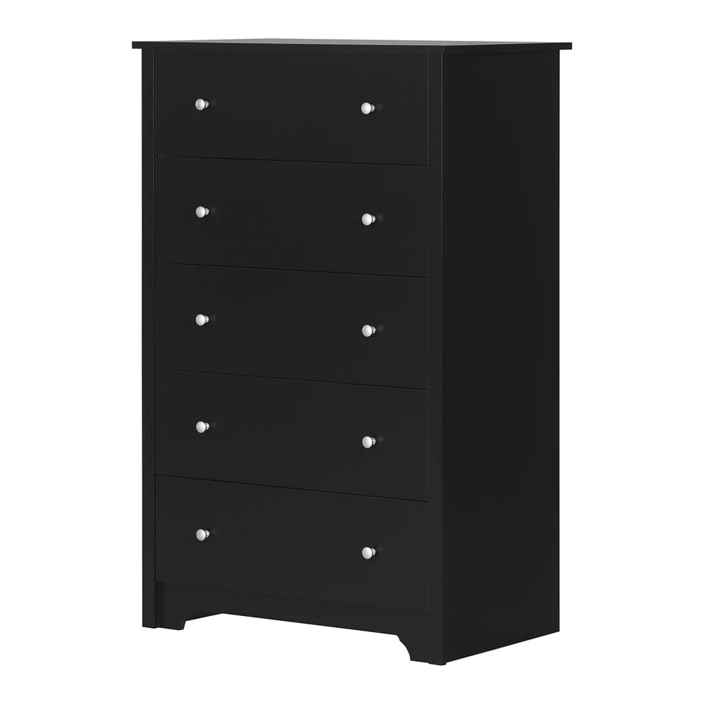 Commode 5 Tiroirs Vito - Noir Solide