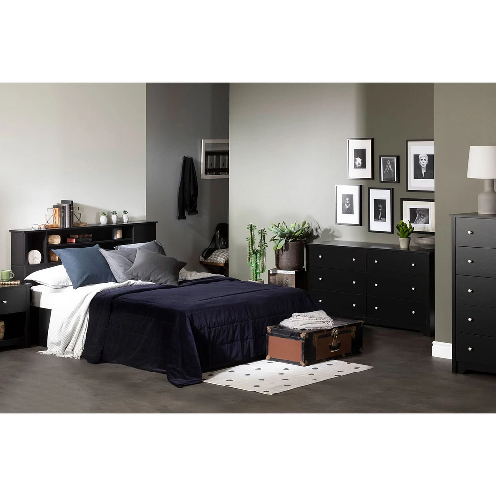 Commode 5 Tiroirs Vito - Noir Solide