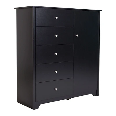 Door Chest with 5 Drawers - Vito Pure Black