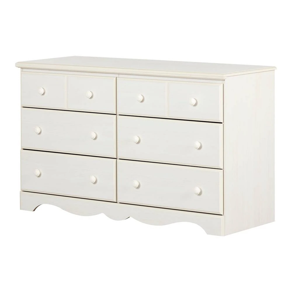 Summer Breeze 6 Drawer Double Dresser - White Wash