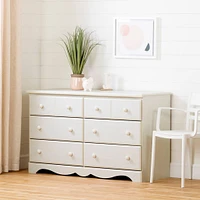 Summer Breeze 6 Drawer Double Dresser - White Wash
