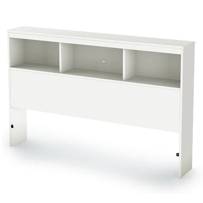 Tête de Lit Double avec Bibliothèque Spark - Blanc solide