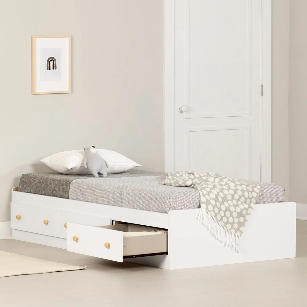 Lit Matelot Simple 3 Tiroirs Summertime - Blanc Solide