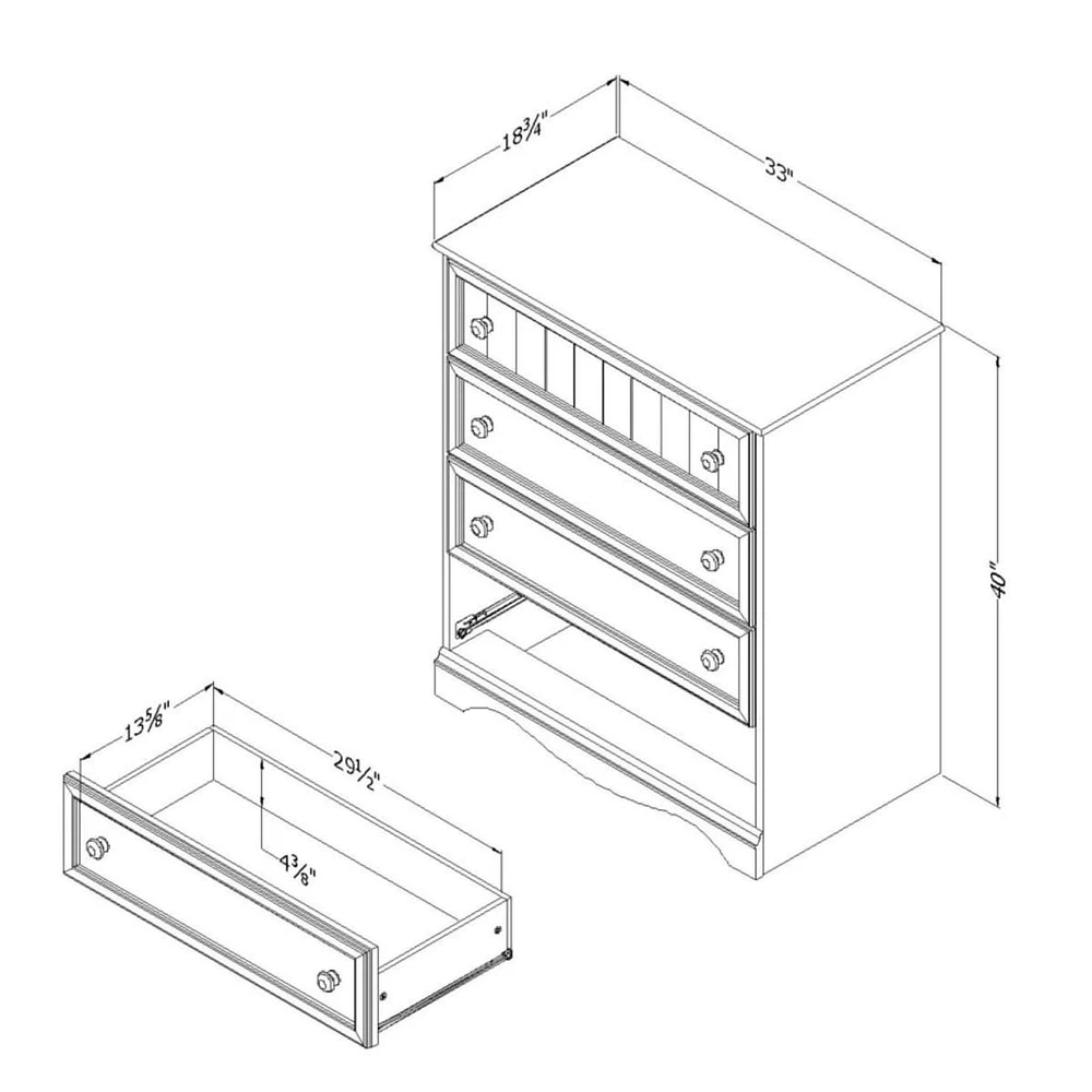 Commode 4 Tiroirs Savannah - Blanc Solide