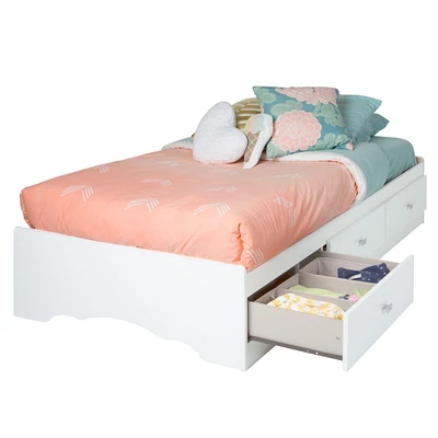 Lit Matelot Simple 3 Tiroirs Tiara - Blanc Solide