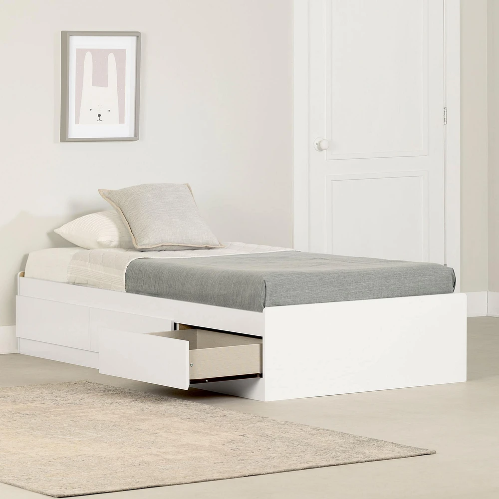 Twin Bed with 3 Drawers - Fusion Pure White