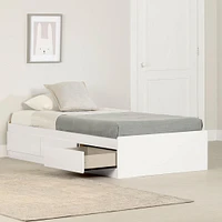 Twin Bed with 3 Drawers - Fusion Pure White