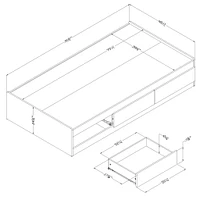 Twin Bed with 3 Drawers - Fusion Pure White