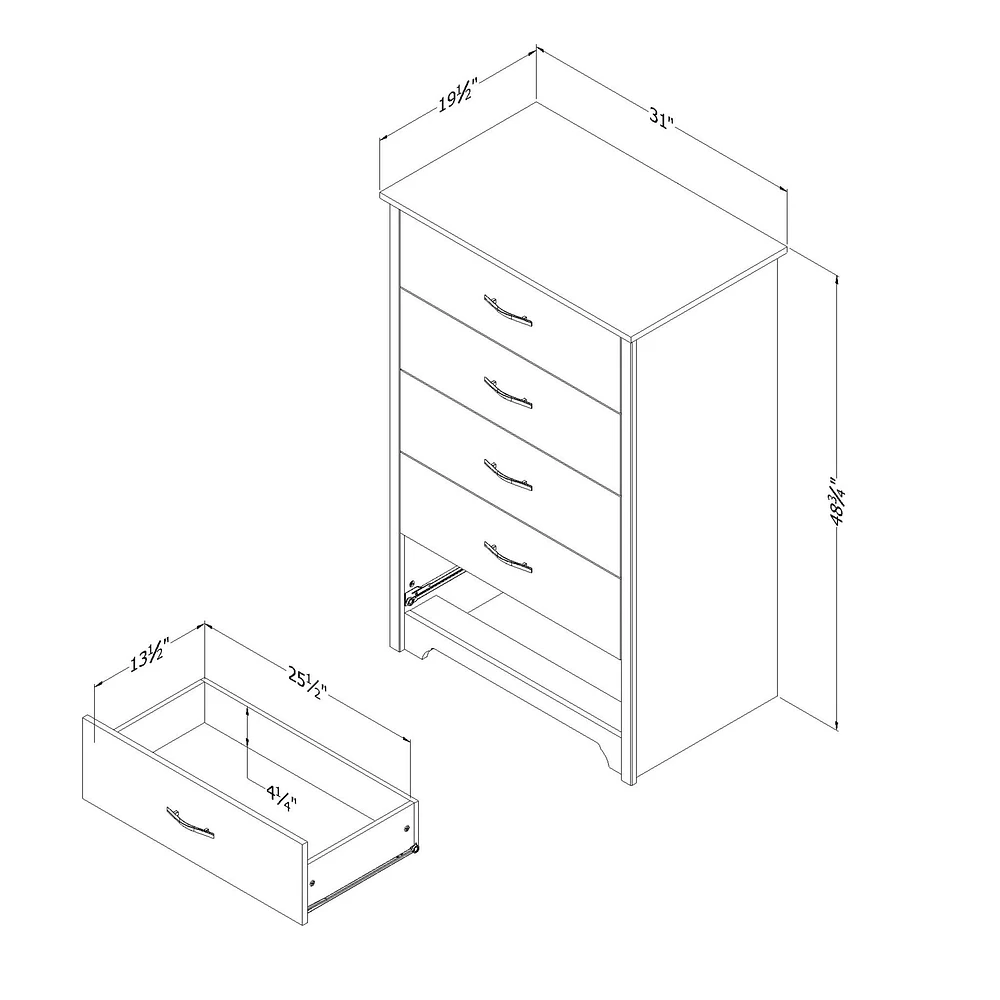 5-Drawer Chest - Fusion Pure Black