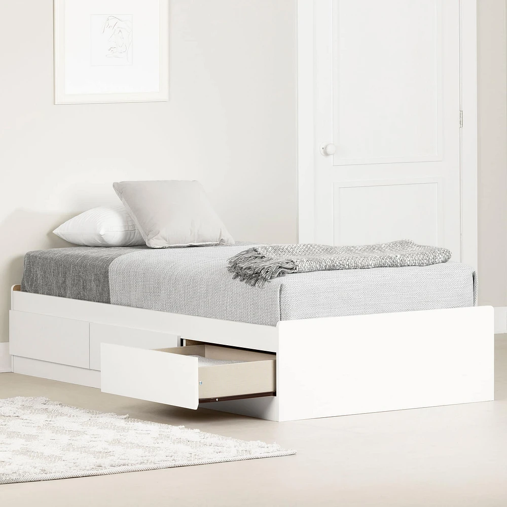 Lit Simple Matelot 3 Tiroirs - Callesto Blanc solide