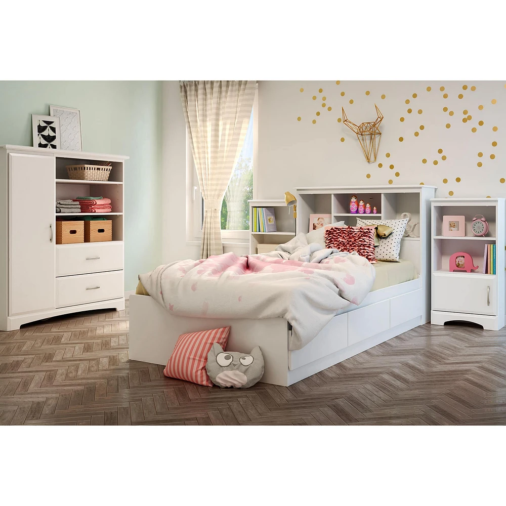 Lit Simple Matelot 3 Tiroirs - Callesto Blanc solide