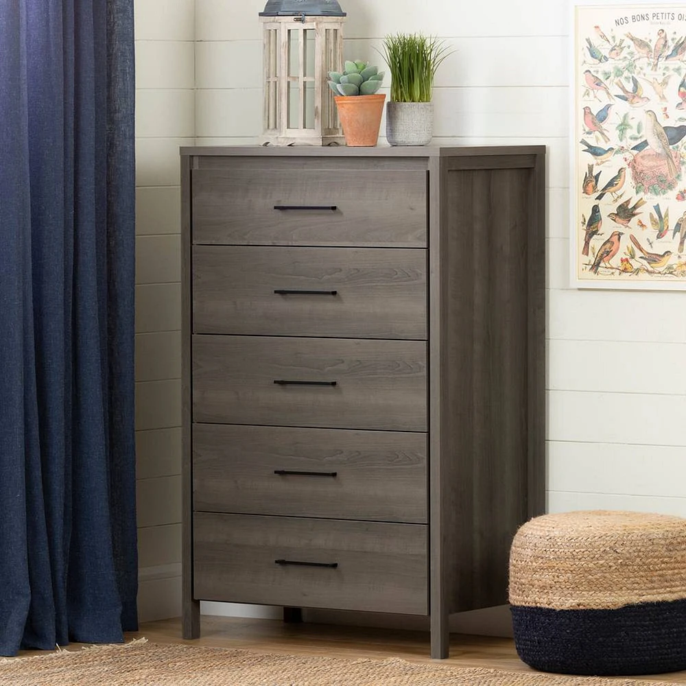 Commode 5 Tiroirs Gravity - Érable Cendré