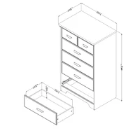 Commode 5 Tiroirs - Versa Chêne Vieilli