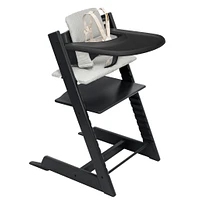 Tripp Trapp® High Chair V2 Black, Nordic Grey Cushion and Stokke® Tray